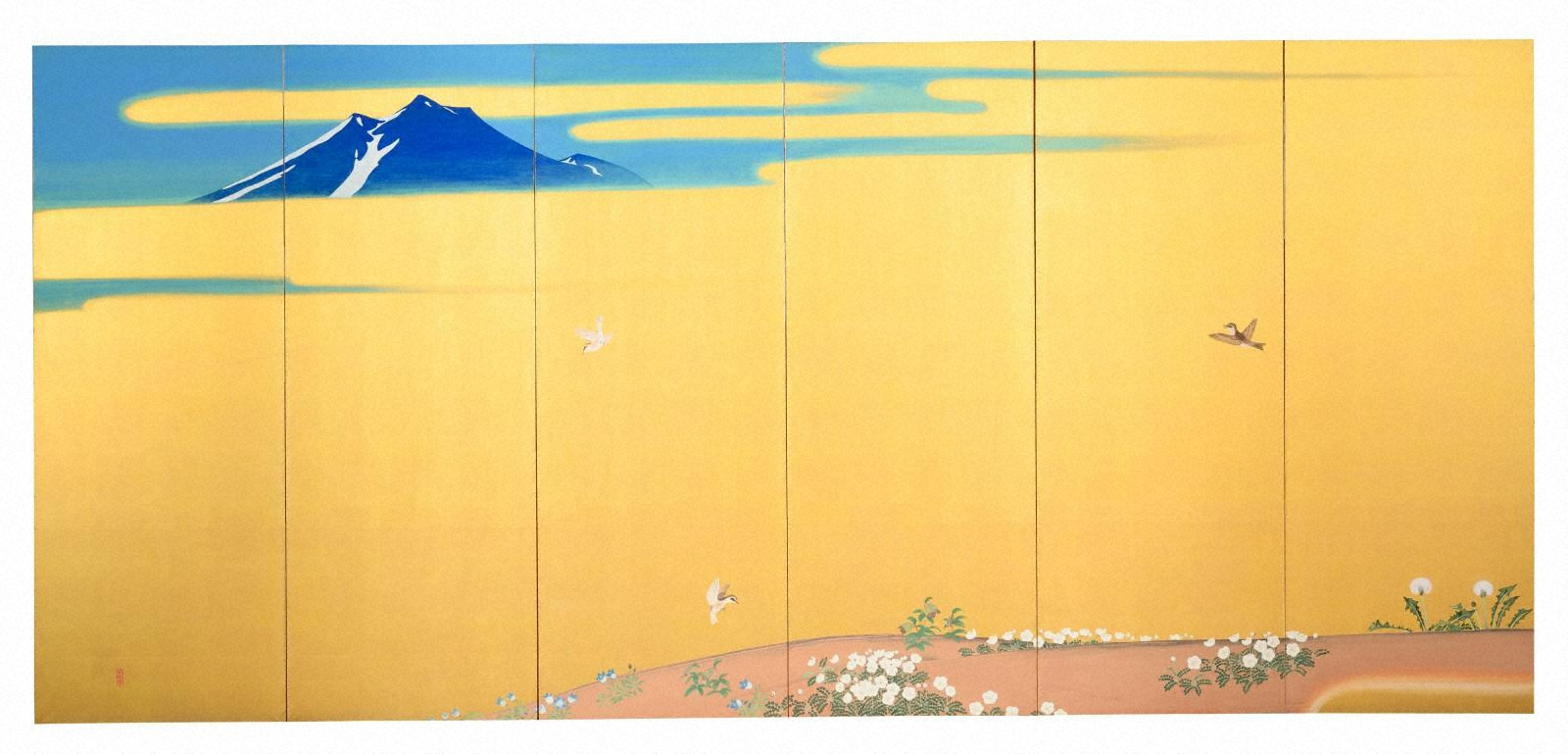 春景白山雷鳥図屏風（絵画） - 金沢ミュージアムプラス