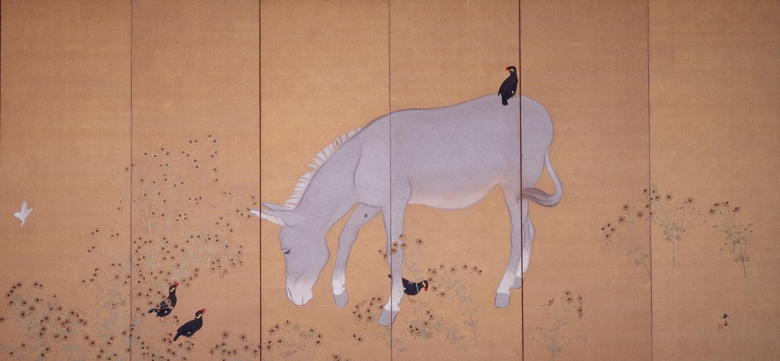 白山白馬図屏風 - 金沢ミュージアムプラス