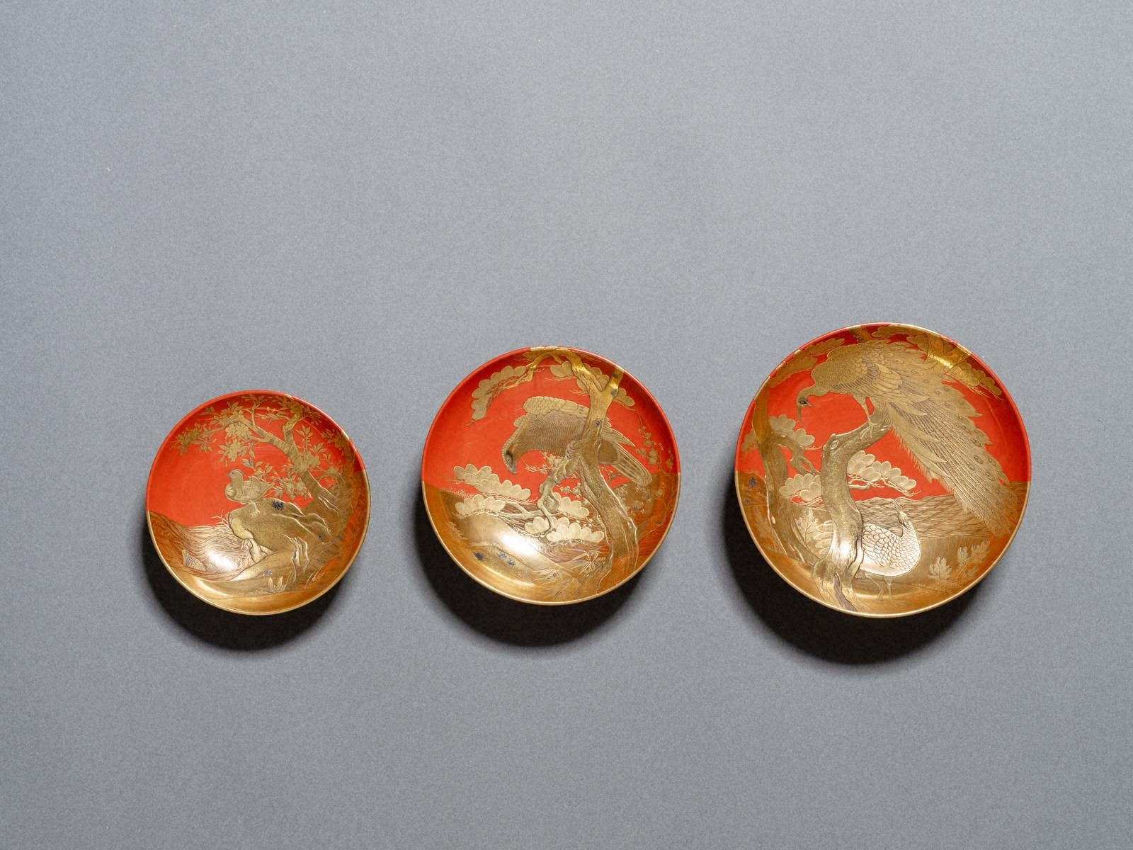 花鳥蒔絵三組盃・紅葉尾長鳥蒔絵盃台 - 金沢ミュージアムプラス